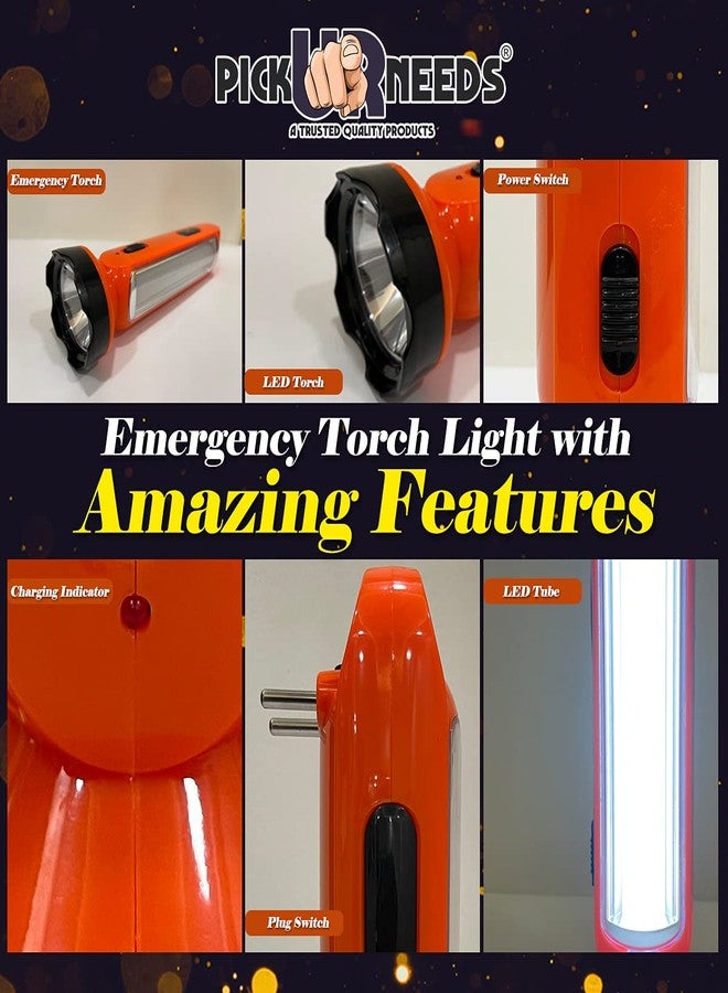 Pick Ur Needs Pick Ur Need Torch Light 2 in 1 Emergency Rechargeable 5W +18 Bright SMD (2 in 1) (Orange) - Image 4